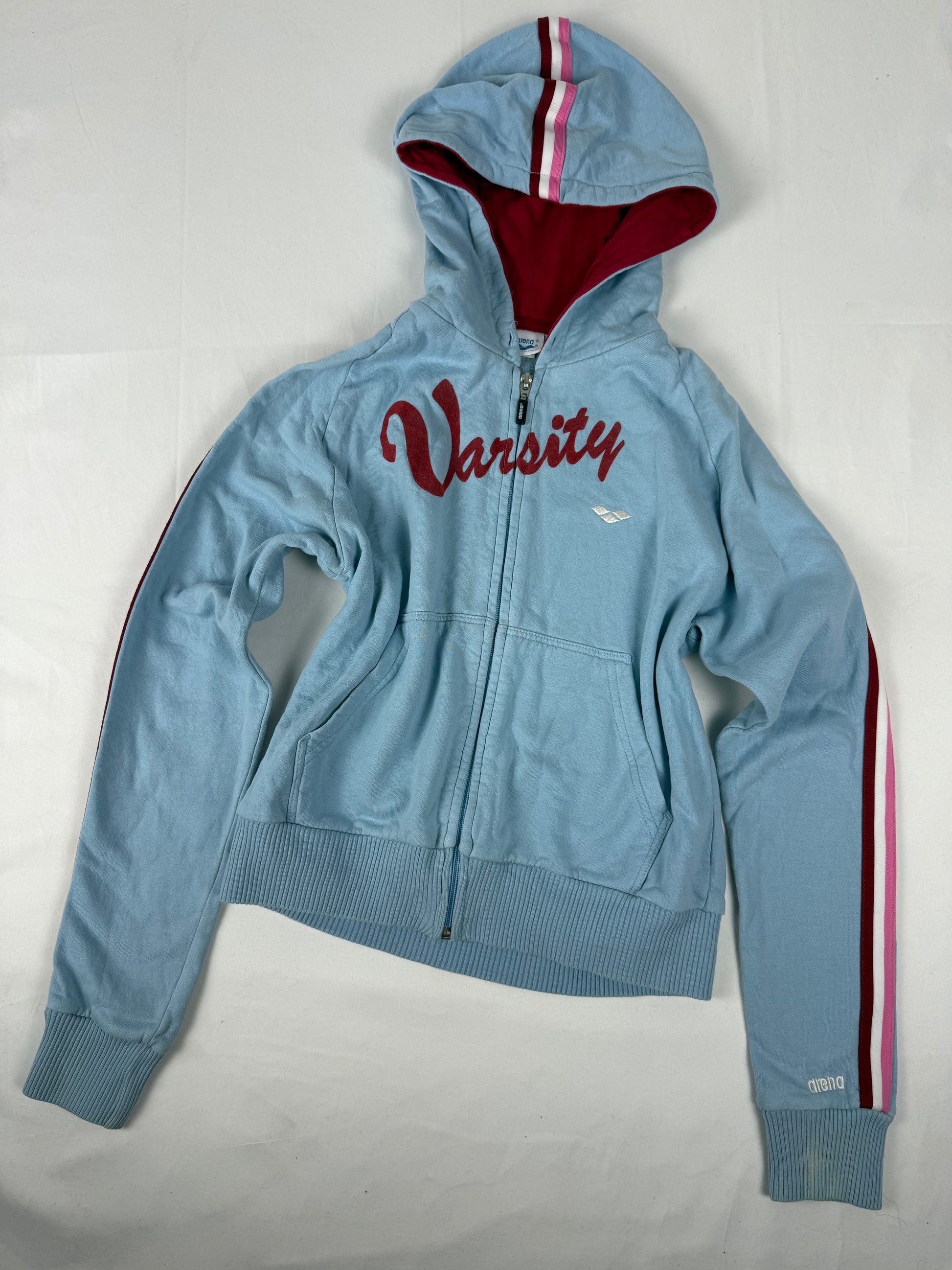 Blue 100% cotton zip up hoodie jacket (S/M)