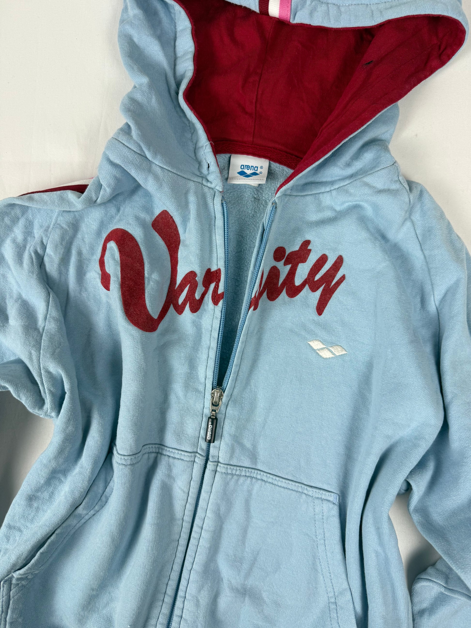 Blue 100% cotton zip up hoodie jacket (S/M)
