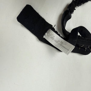 Black lace up striped balcony vintage bra (90C)