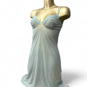 Baby blue mesh babydoll mini dress (M)