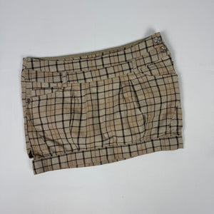 Brown check print low rise cotton mini skirt (M)