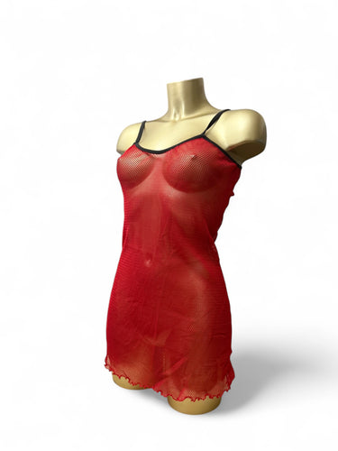 Red fishnet stretchy mini dress (S/M)