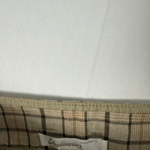 Brown check print low rise cotton mini skirt (M)