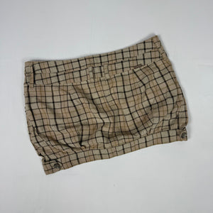 Brown check print low rise cotton mini skirt (M)