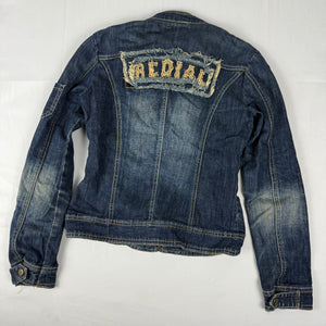 Navy blue zip up biker jacket (S)