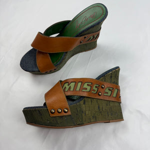 Brown logo wedge mules heels (39)