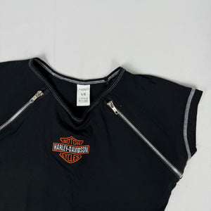 Black cotton zip up biker tee (S)