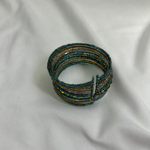 Pearls green bangle bracelet