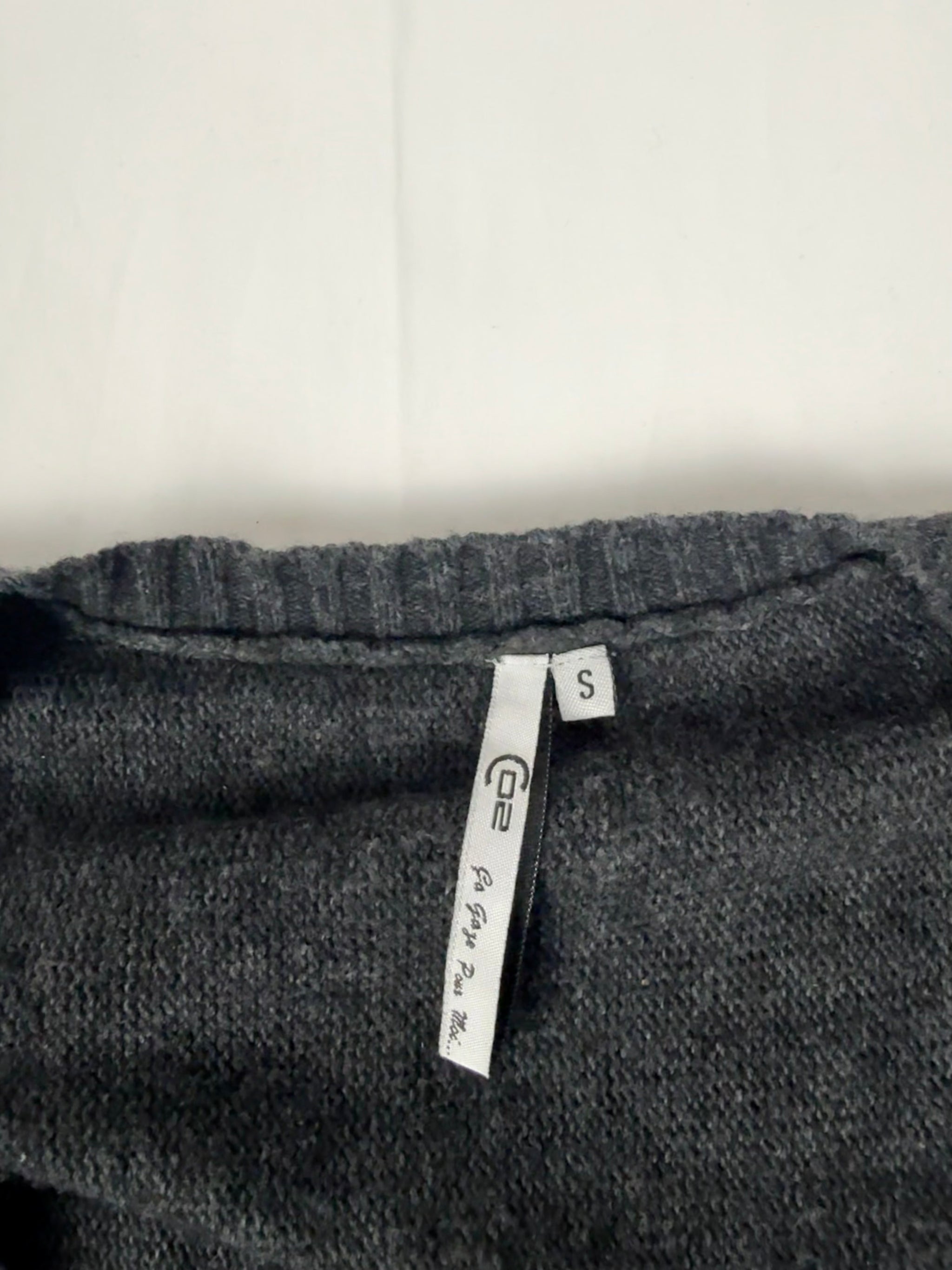 Grey short sleeves tie up knitted mini dress (S/M)