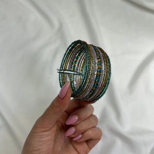 Pearls green bangle bracelet