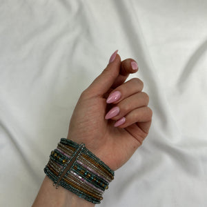 Pearls green bangle bracelet