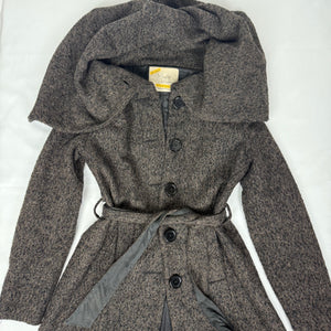 Beige oversized neck wool trench coat (S)