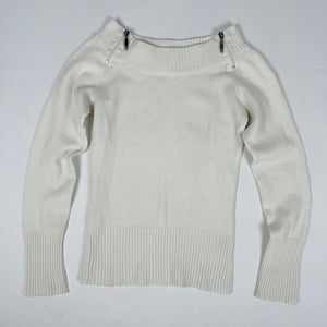 White bardot neck zip up jumper (S/M)