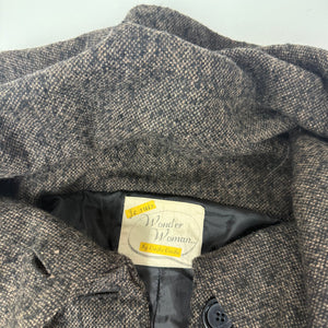 Beige oversized neck wool trench coat (S)