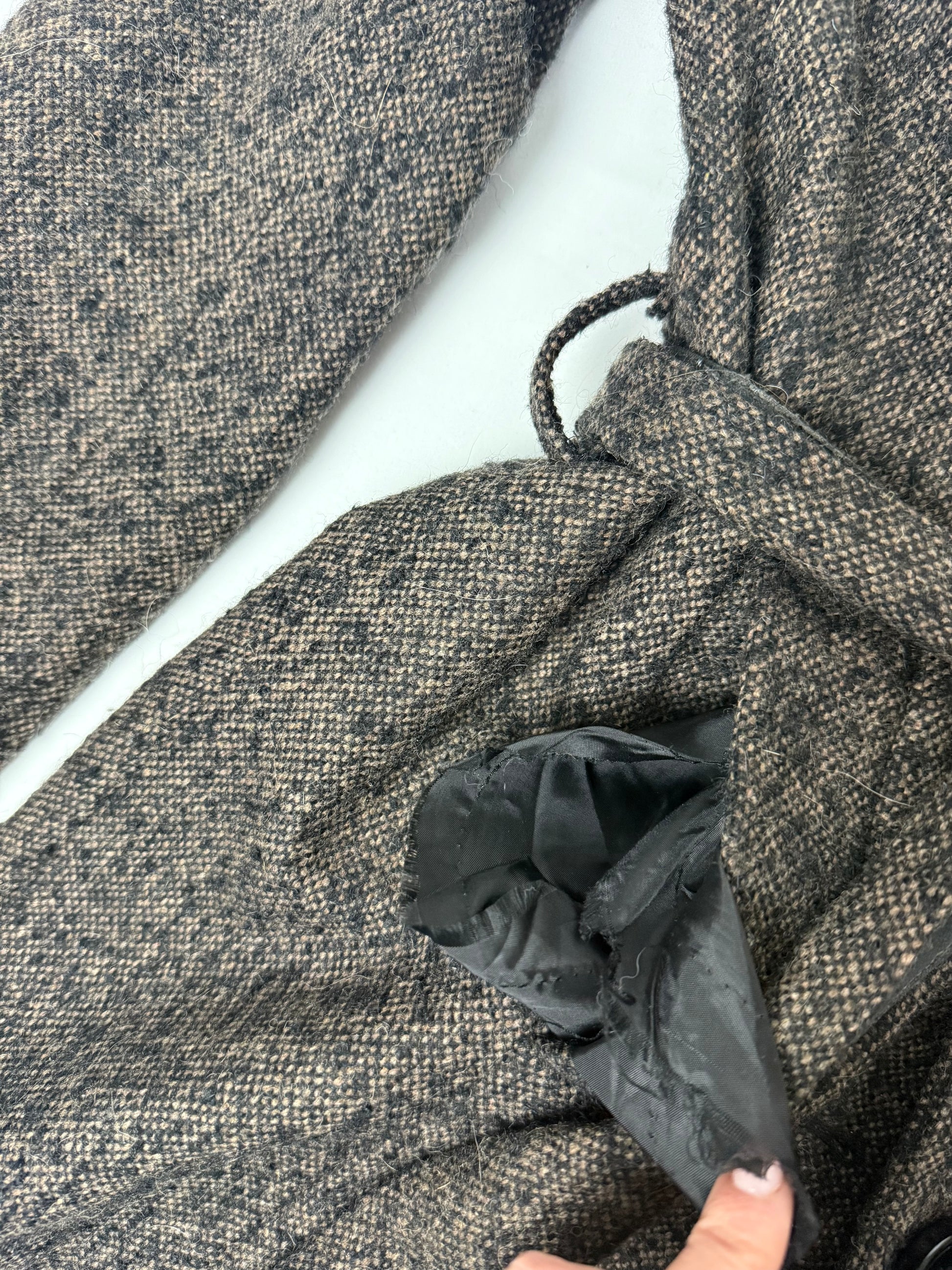 Beige oversized neck wool trench coat (S)