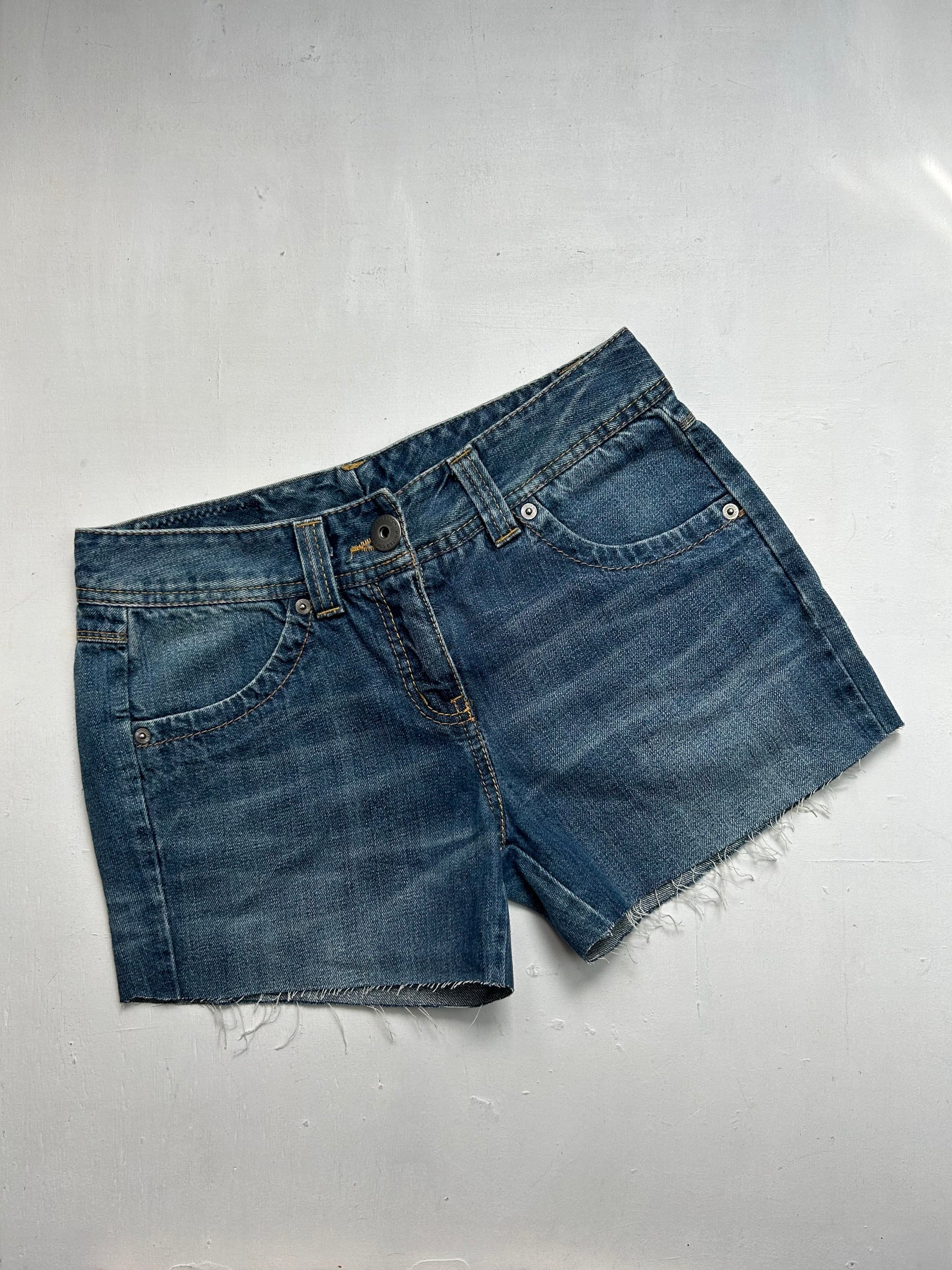 Navy blue denim low rise mini short (S)