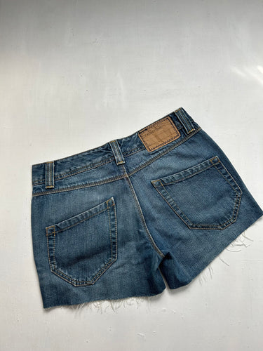 Navy blue denim low rise mini short (S)