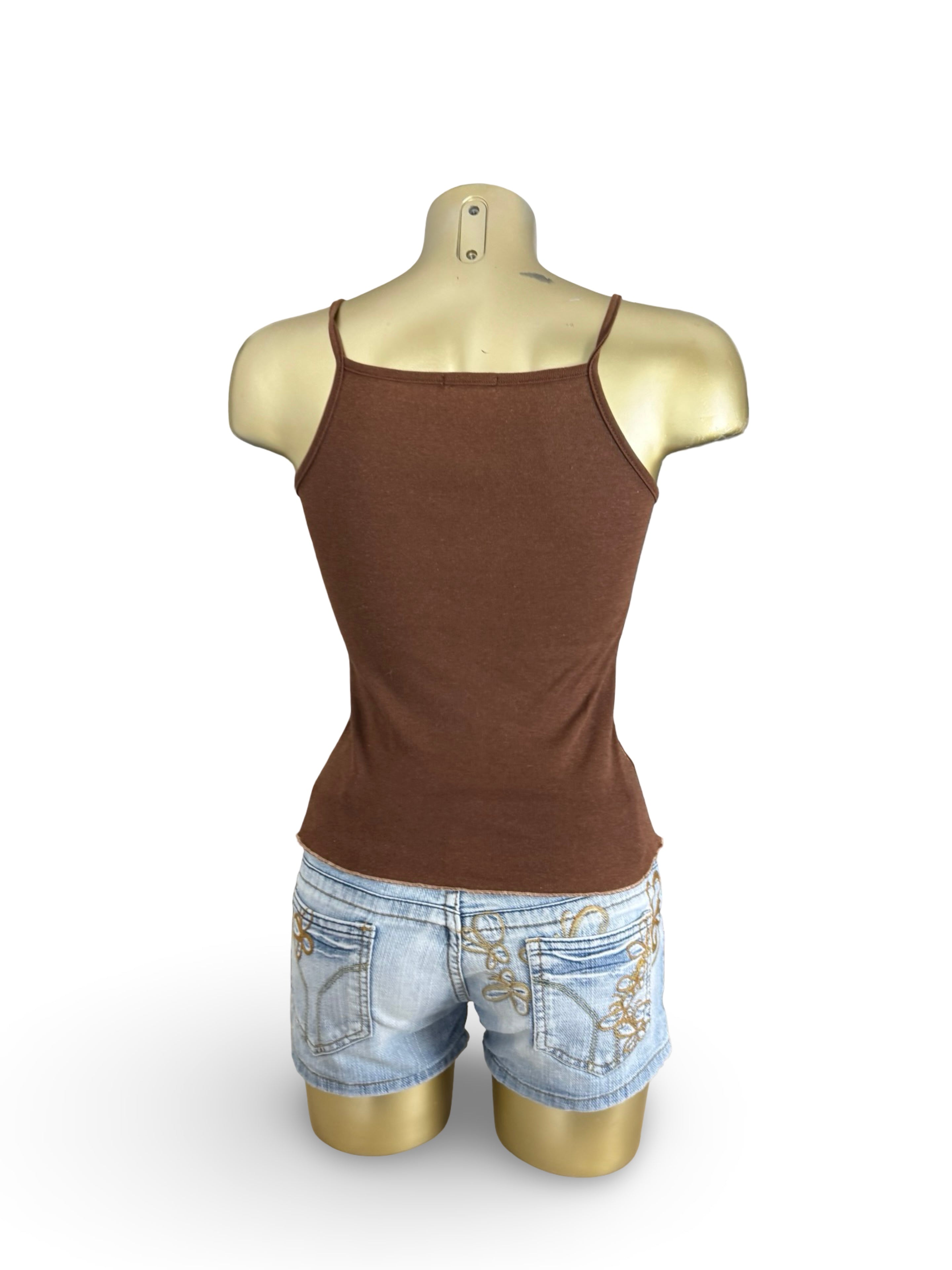 Brown tight fit cotton cami top (S)