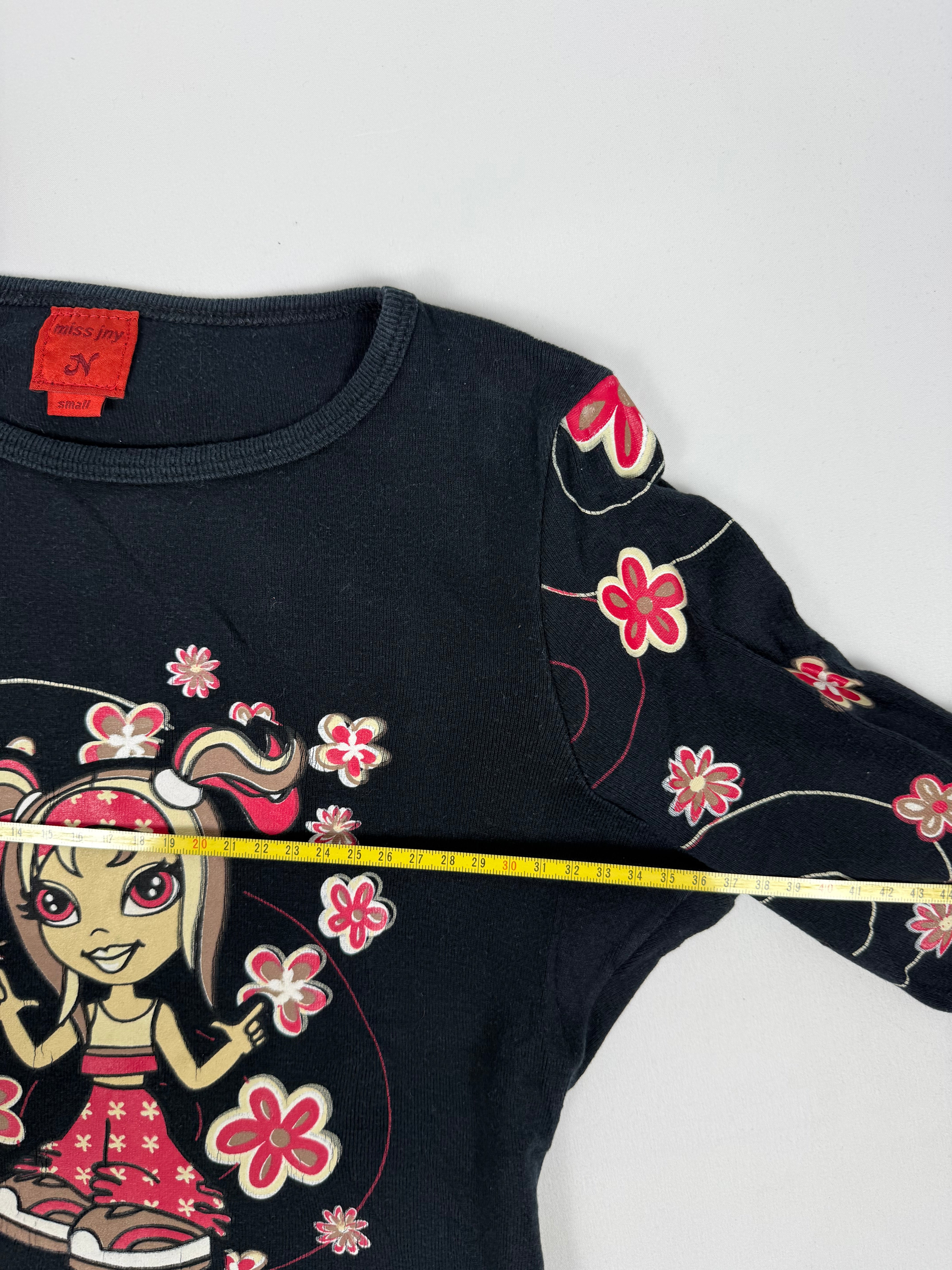 Black cotton 3/4 long sleeves top (S)