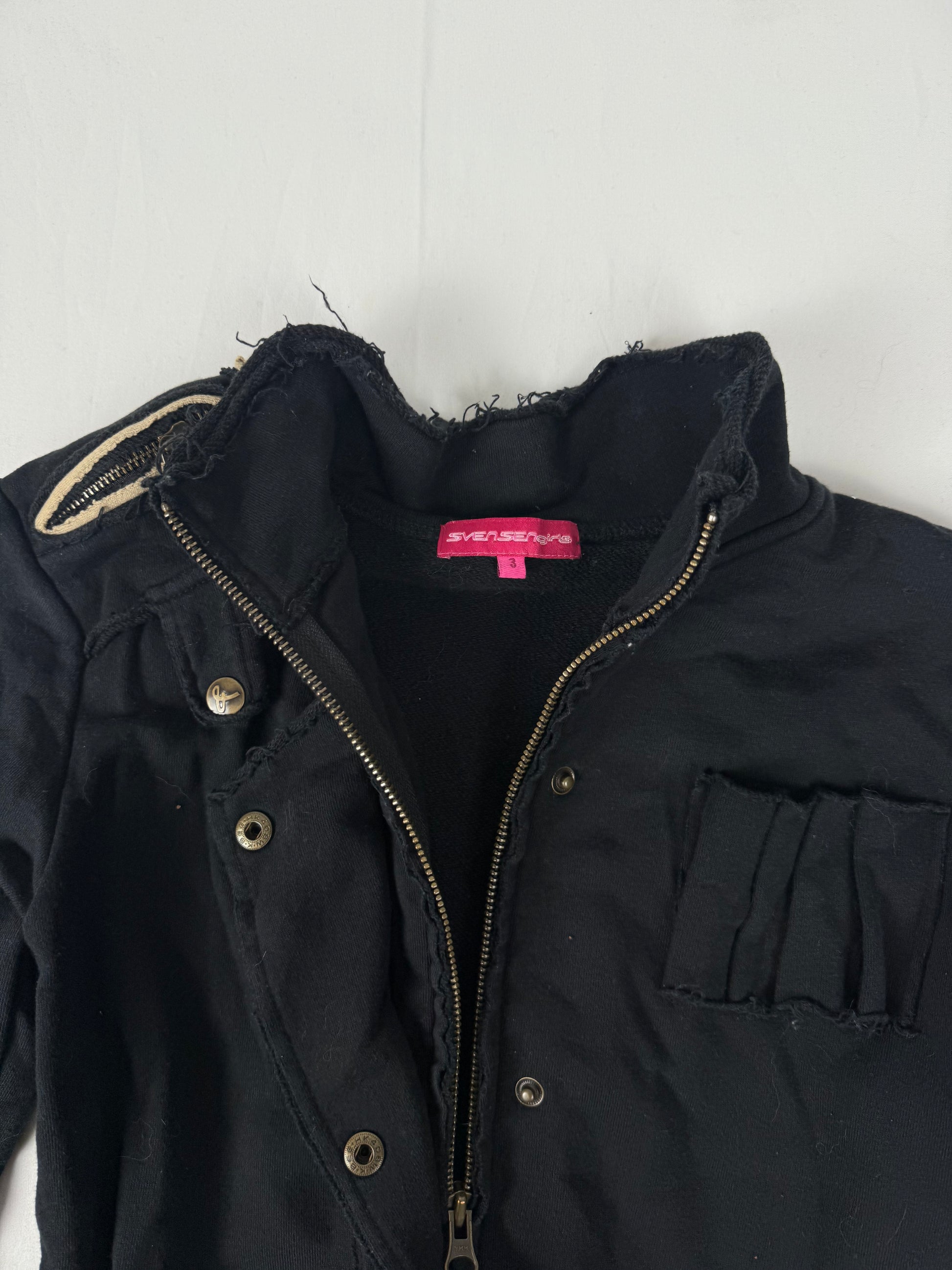 Black 100% cotton utility zip up biker jacket (M)
