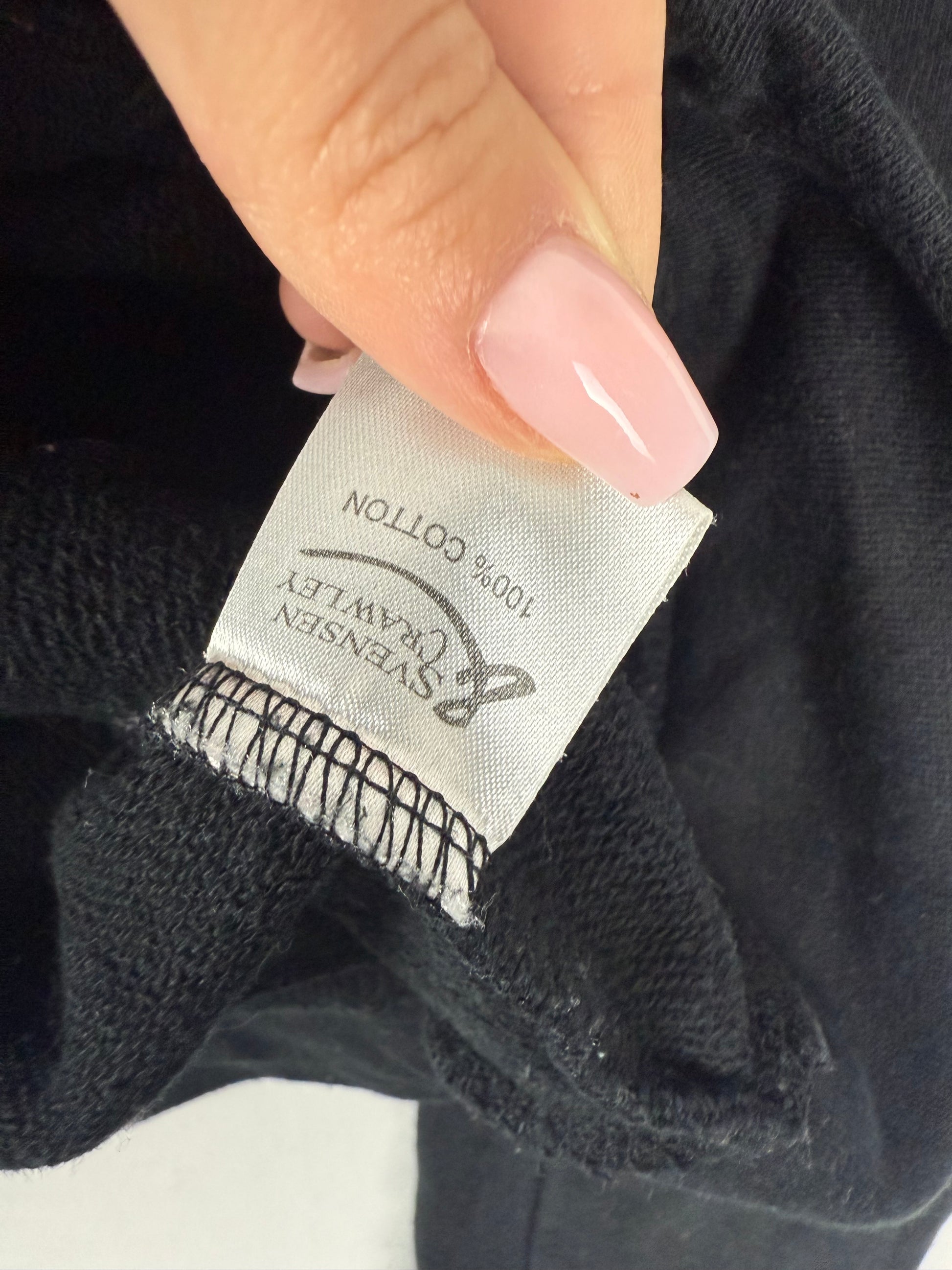 Black 100% cotton utility zip up biker jacket (M)