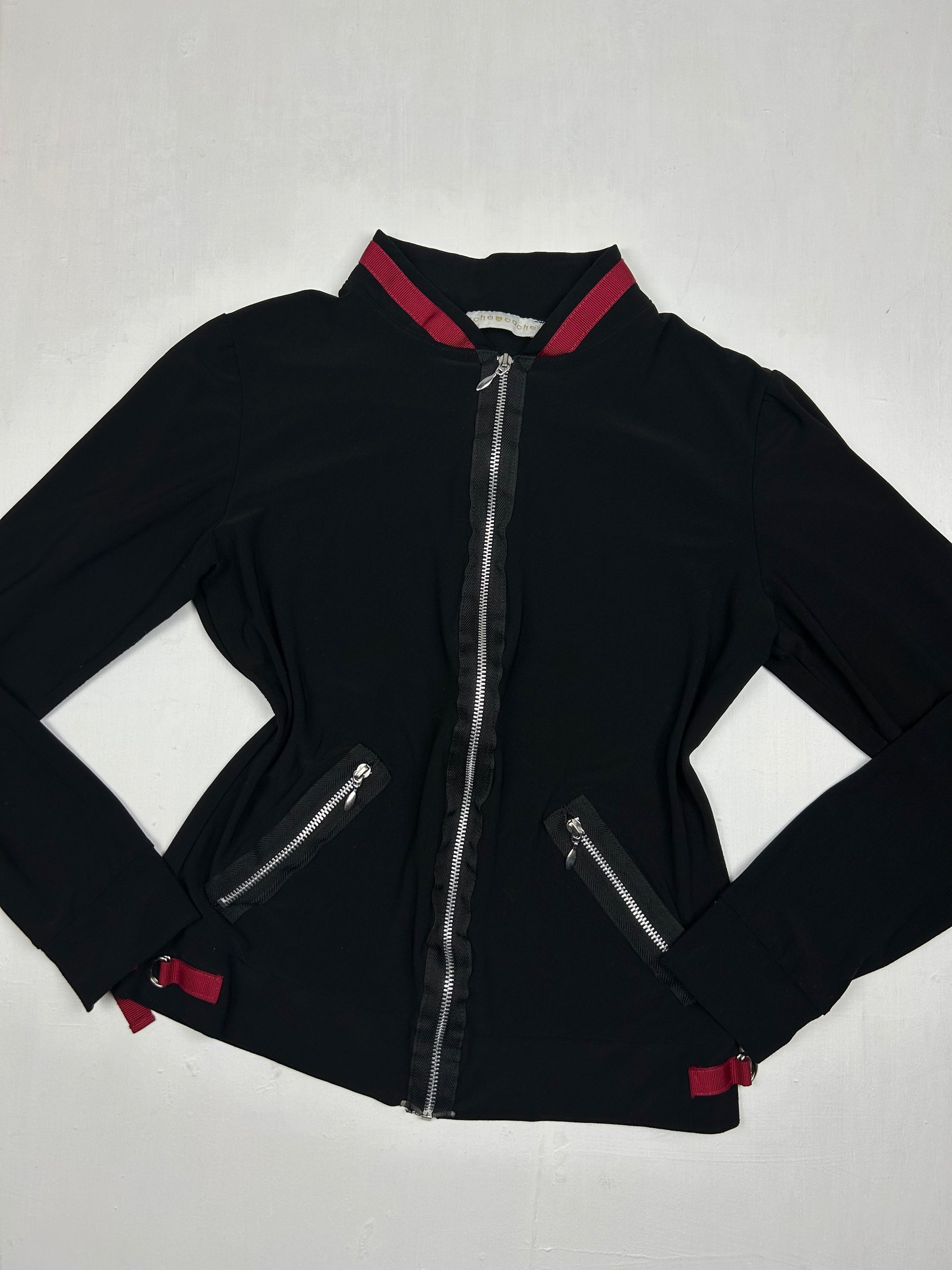 Black zip up long sleeves top / jacket (S)