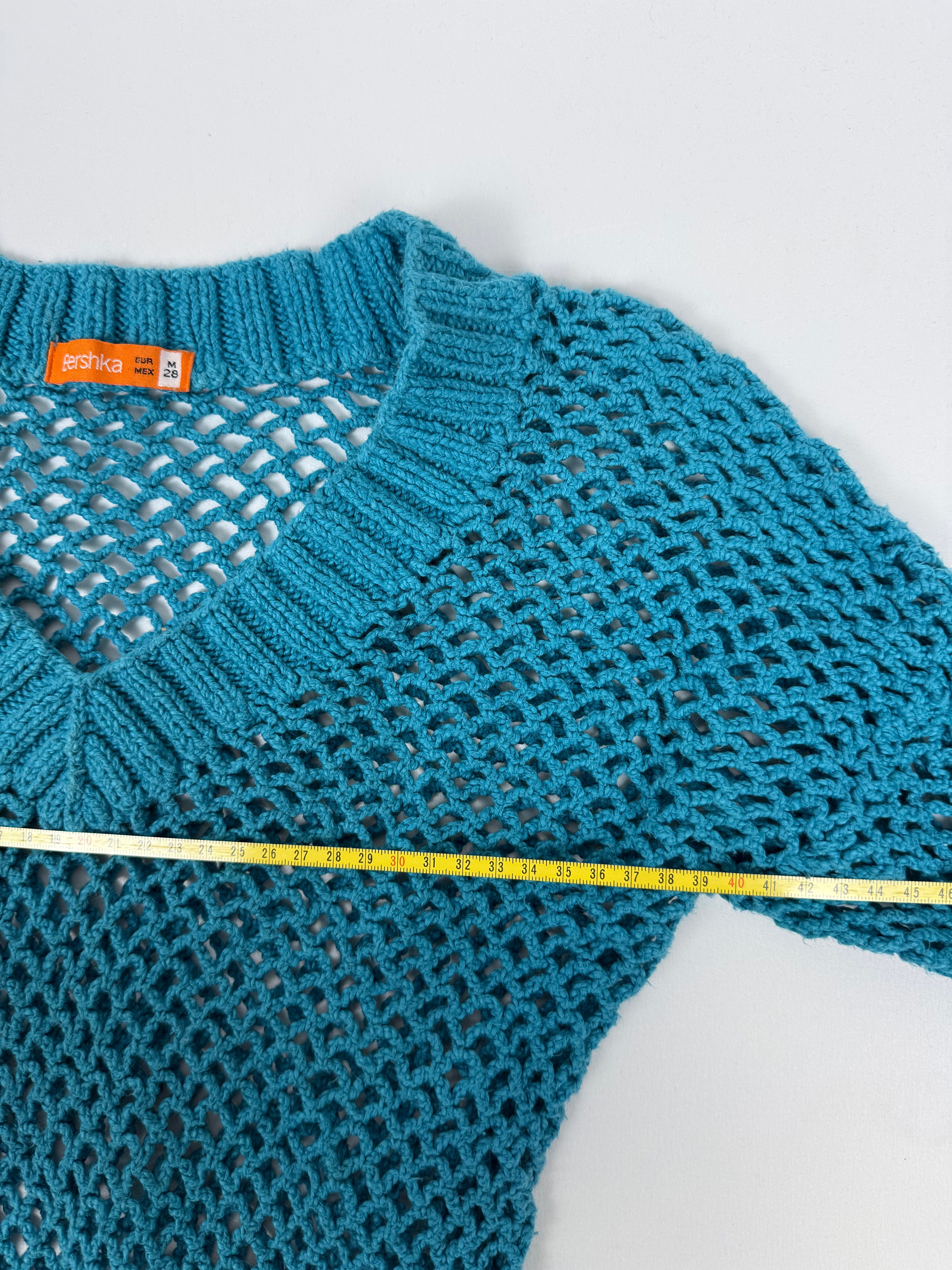 Blue fishnet see trough jumper (M)