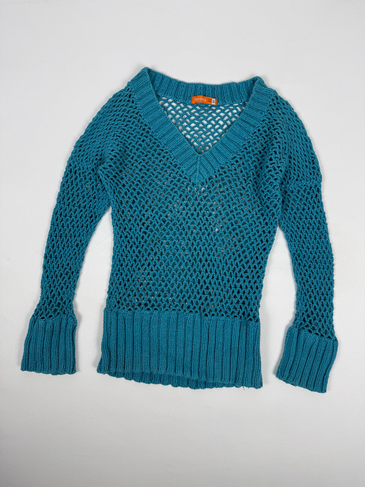 Blue fishnet see trough jumper (M)