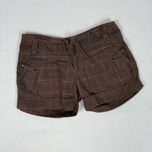Brown check print low rise mini short (S)