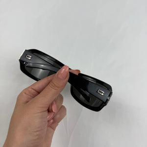 Black 2000s rhinestone logo sunglasses