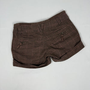 Brown check print low rise mini short (S)