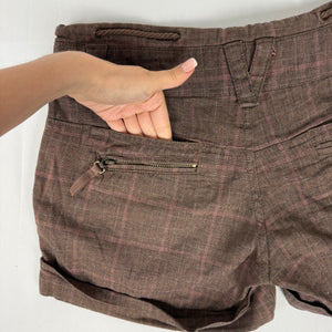 Brown check print low rise mini short (S)