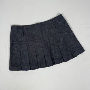 Navy low rise denim pleated mini skirt (S/M)