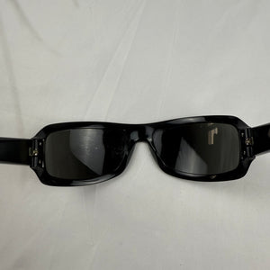Black 2000s rhinestone logo sunglasses