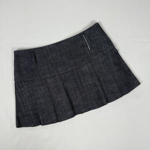 Navy low rise denim pleated mini skirt (S/M)