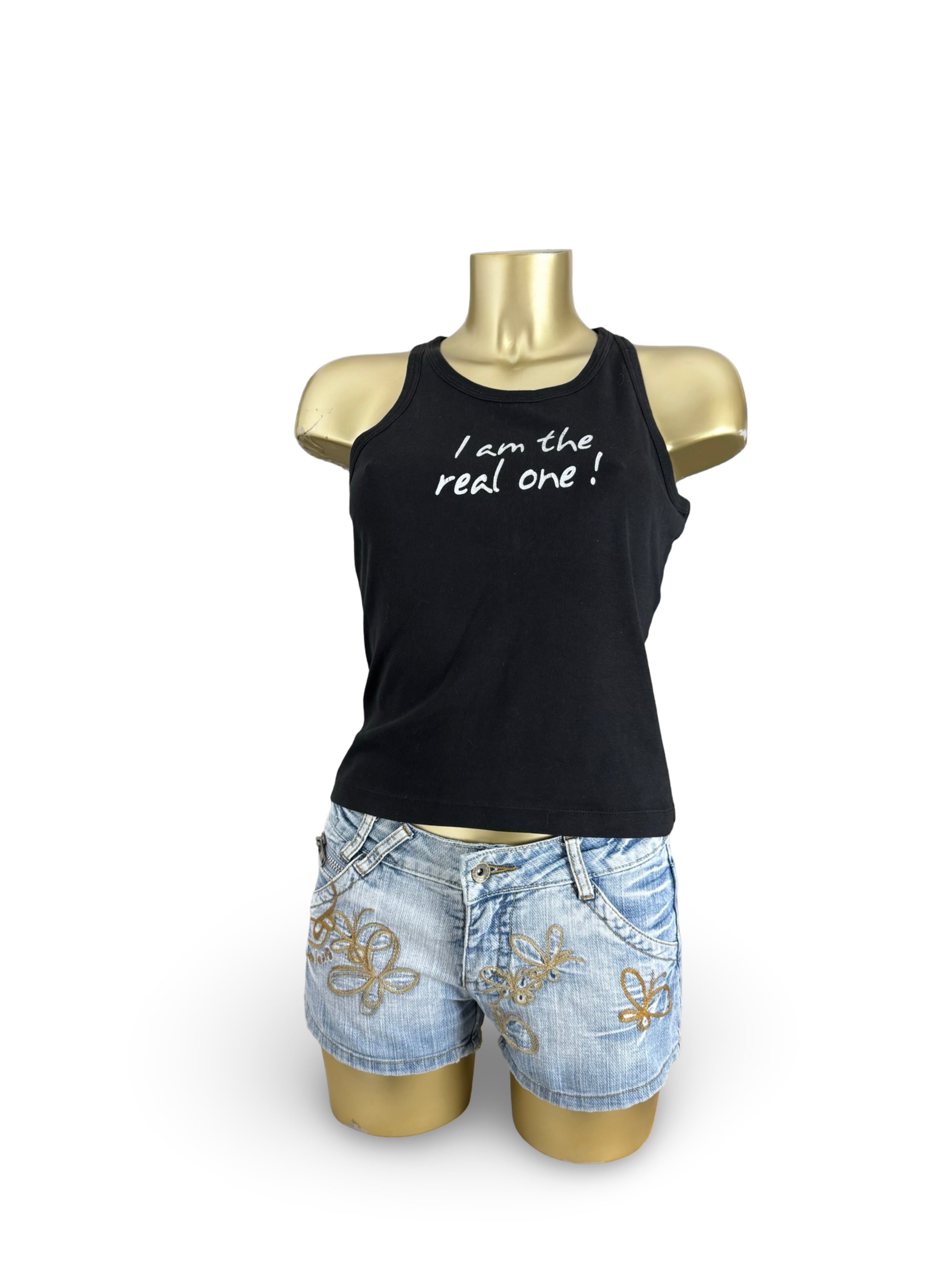 Black graphic 100% cotton tank top (L)