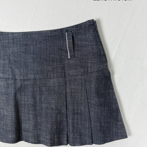 Navy low rise denim pleated mini skirt (S/M)