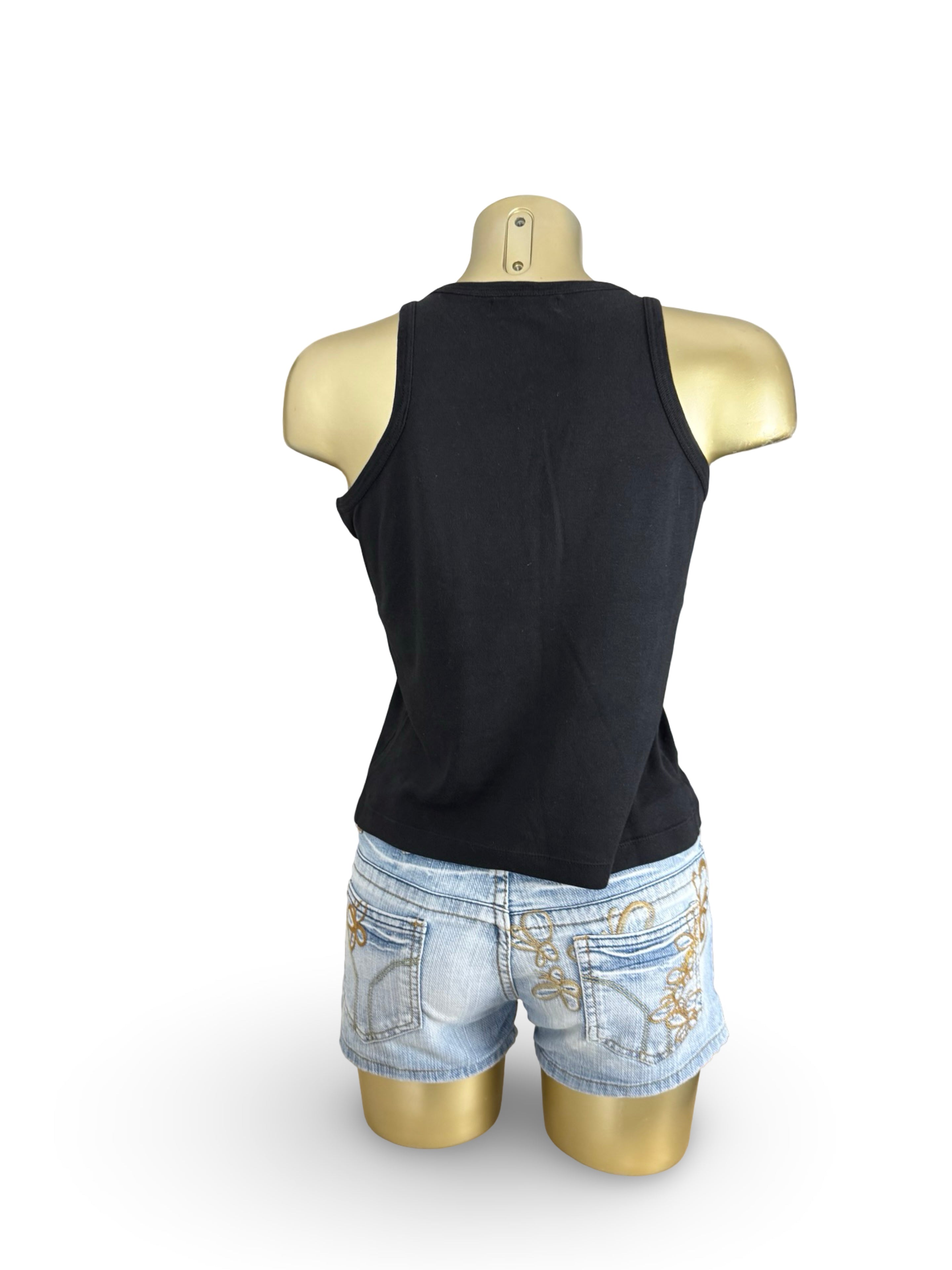 Black graphic 100% cotton tank top (L)
