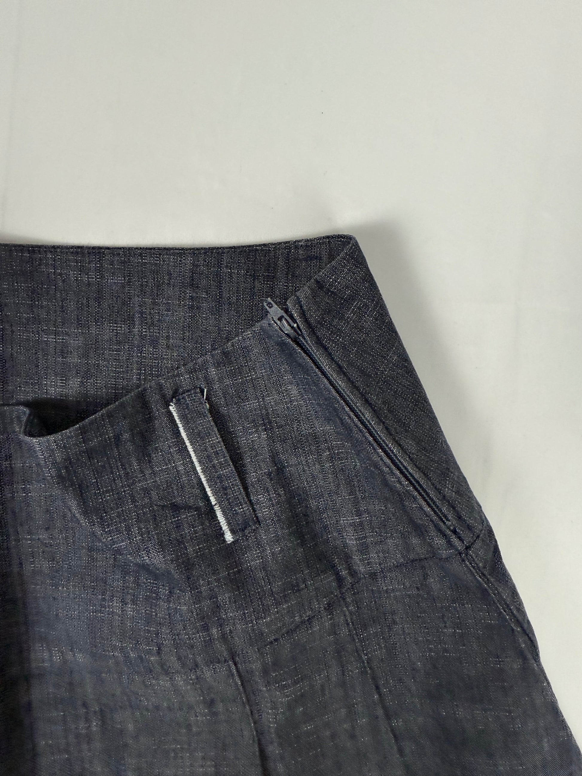 Navy low rise denim pleated mini skirt (S/M)