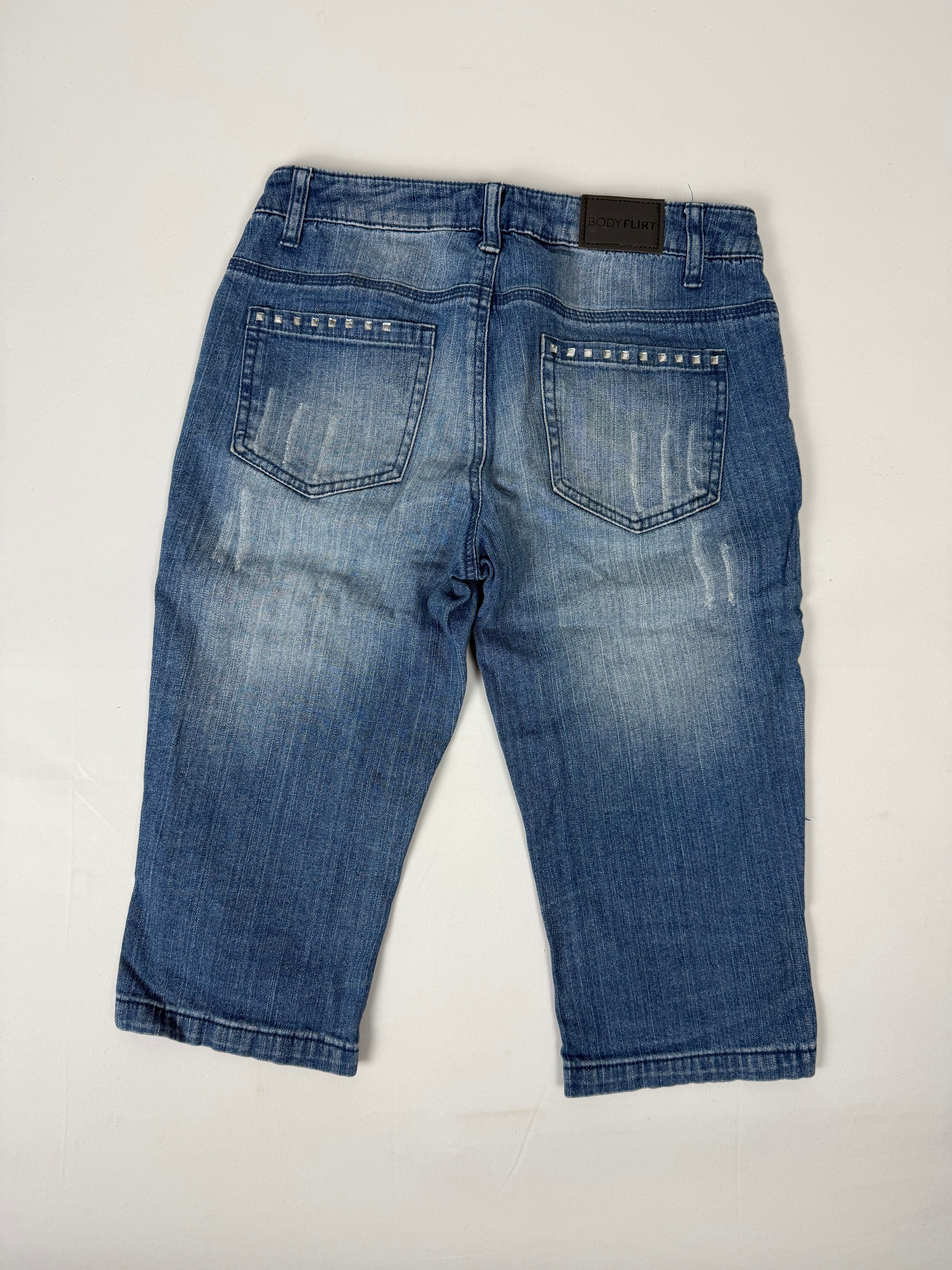 Pantalon droit taille basse en jean noir (XS)
