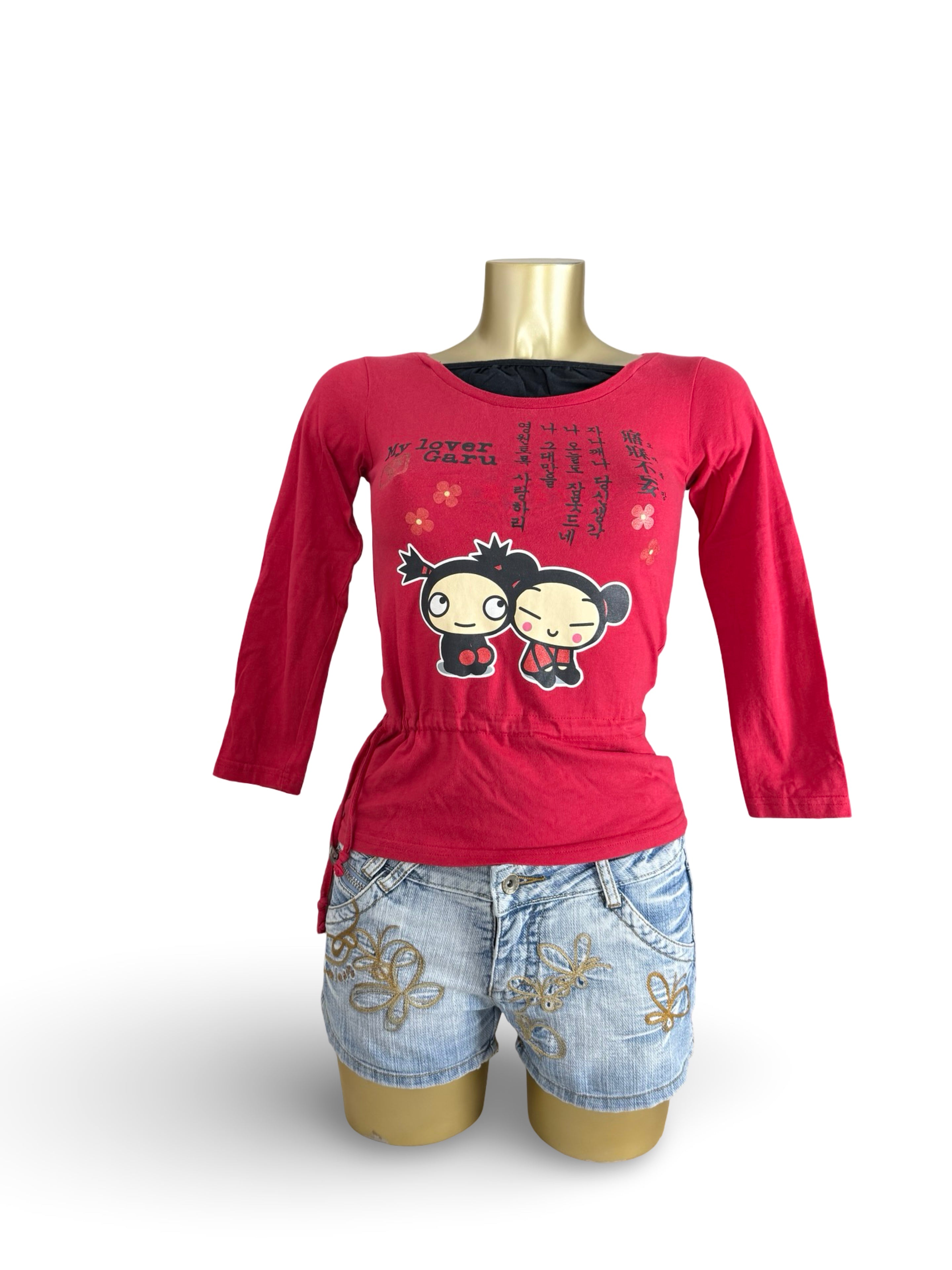 Red graphic long sleeves top (XXS/XS)