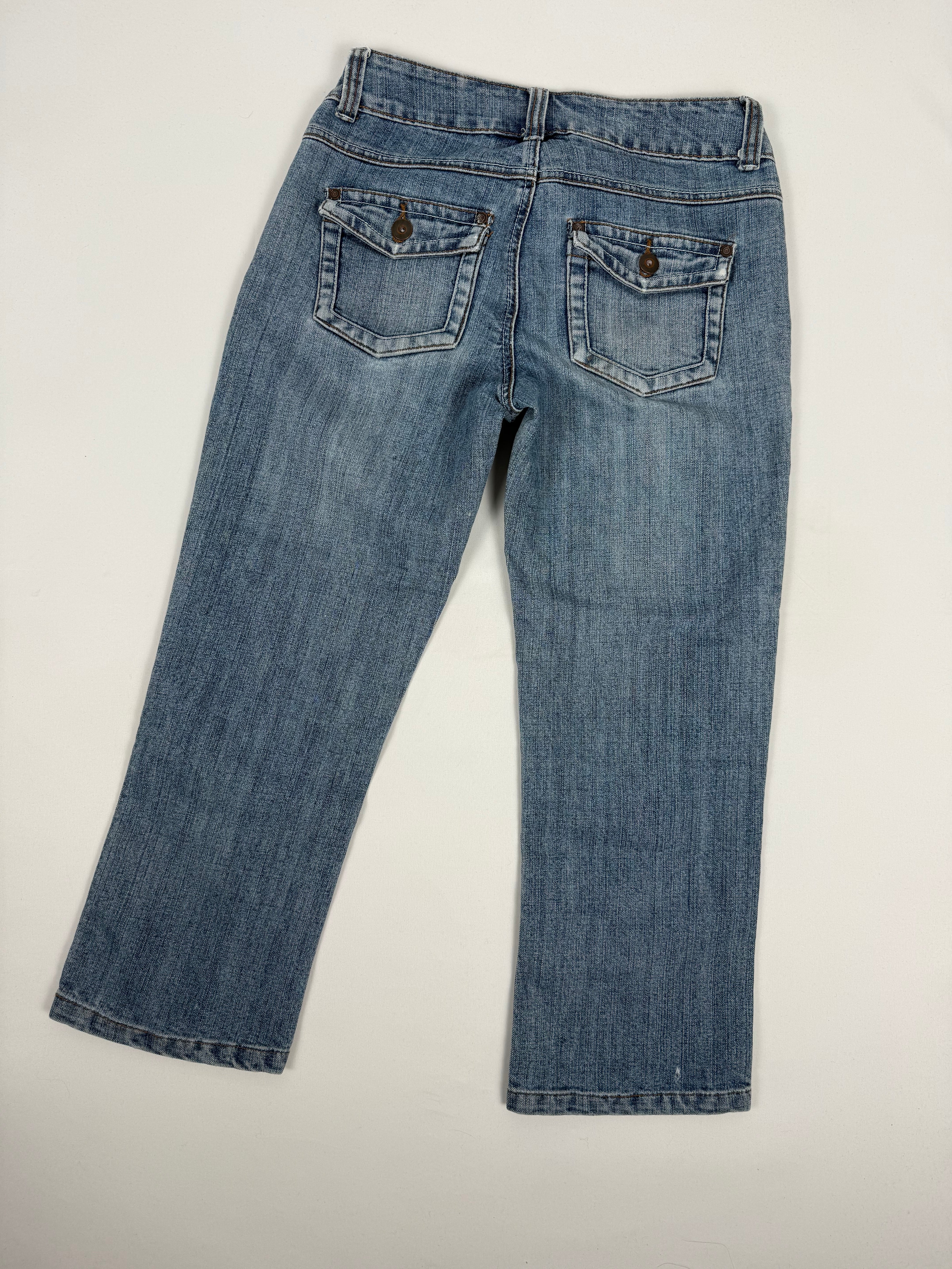 Blue denim low rise capri pants (XS)