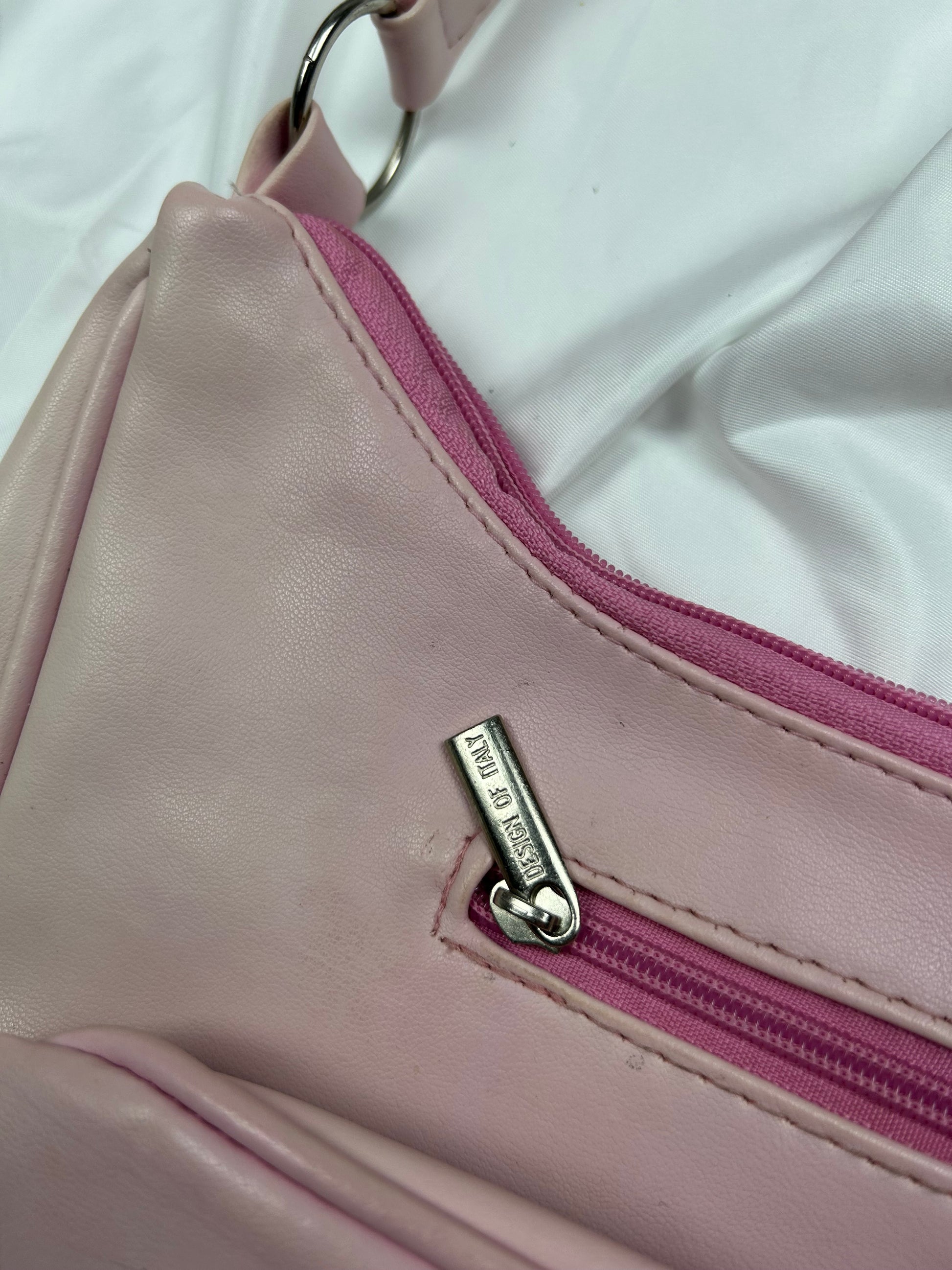 Baby pink pvc leather small besace shoulder bag