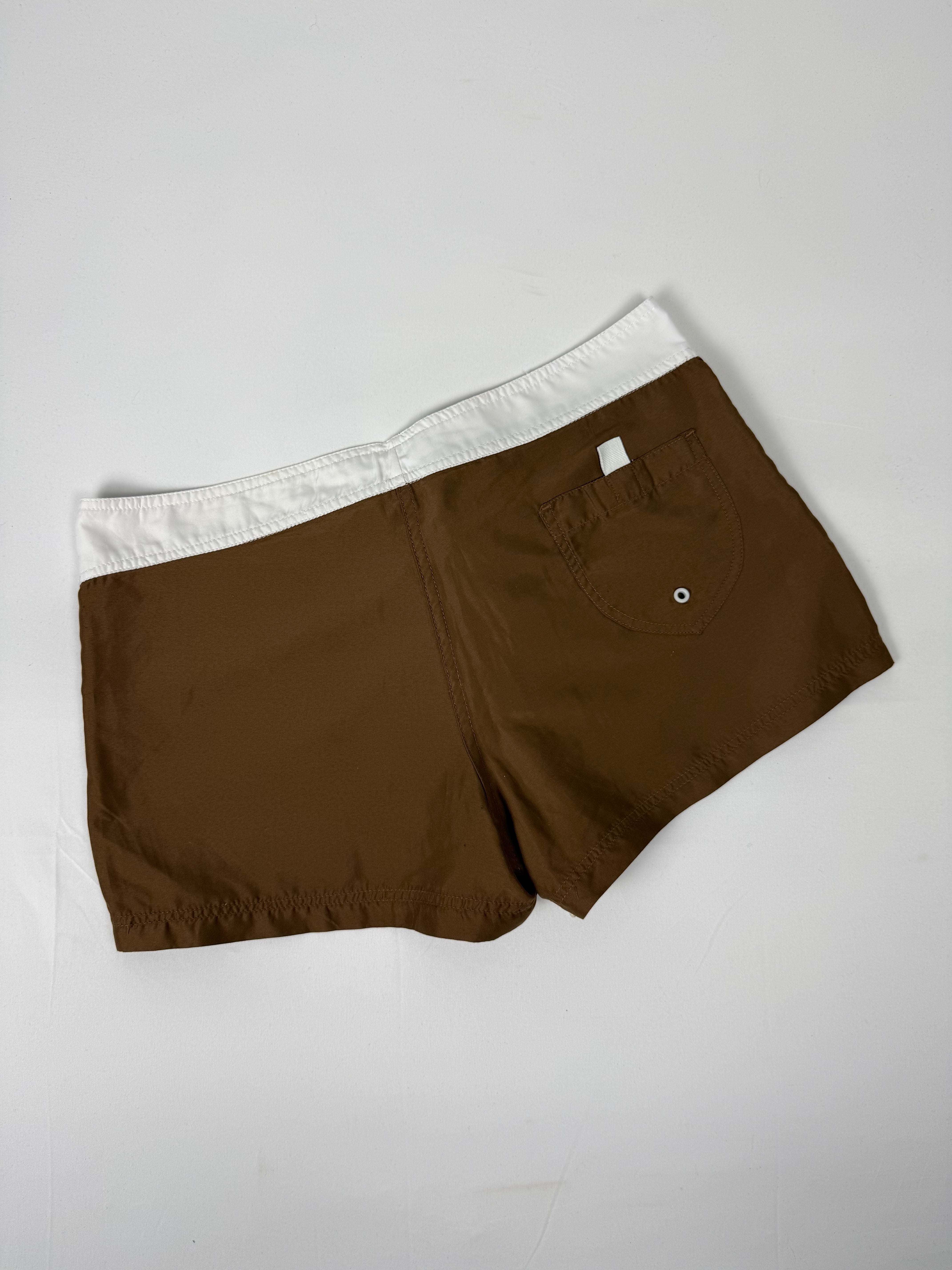 Brown beachwear low rise mini short (XL)