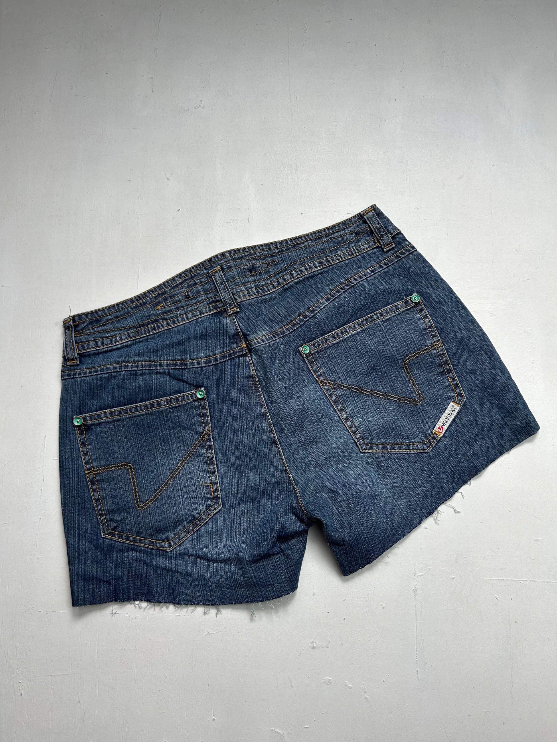 Navy blue denim low rise mini short (S)