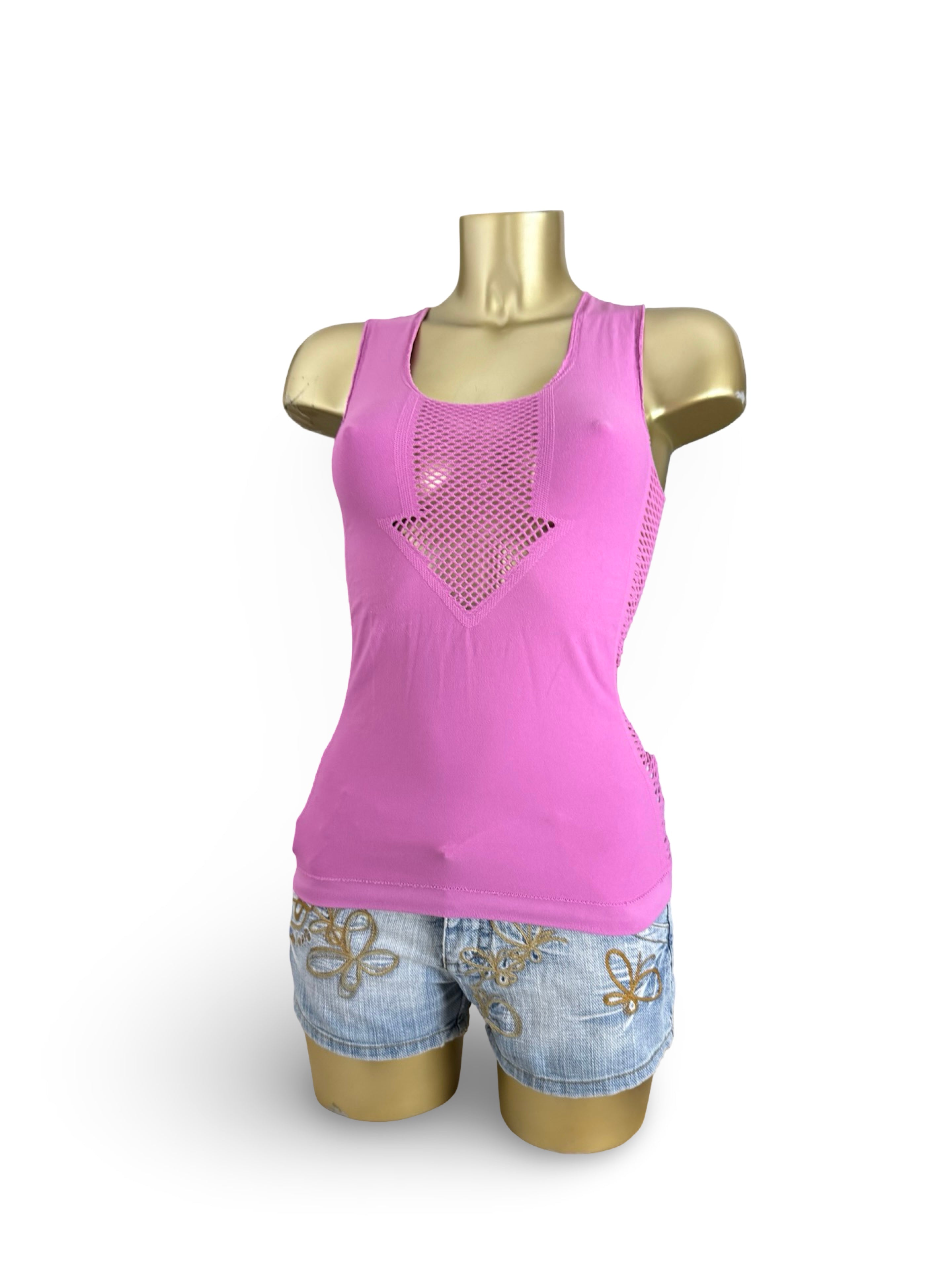 Pink stretchy activewear top (S/M)