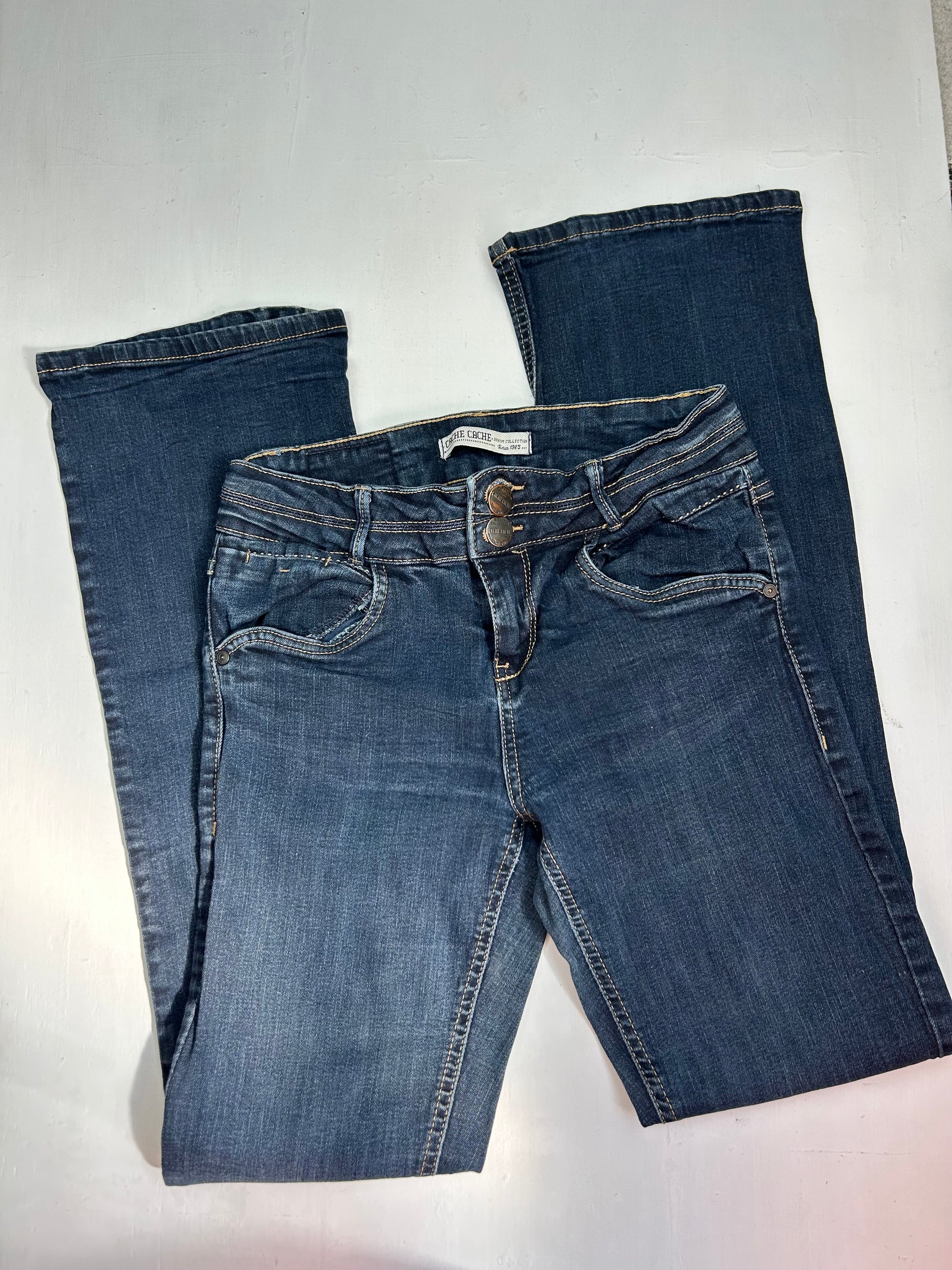 Navy low waist denim flare pants (XS)
