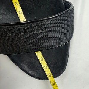 Black logo real leather wedge heels (37)