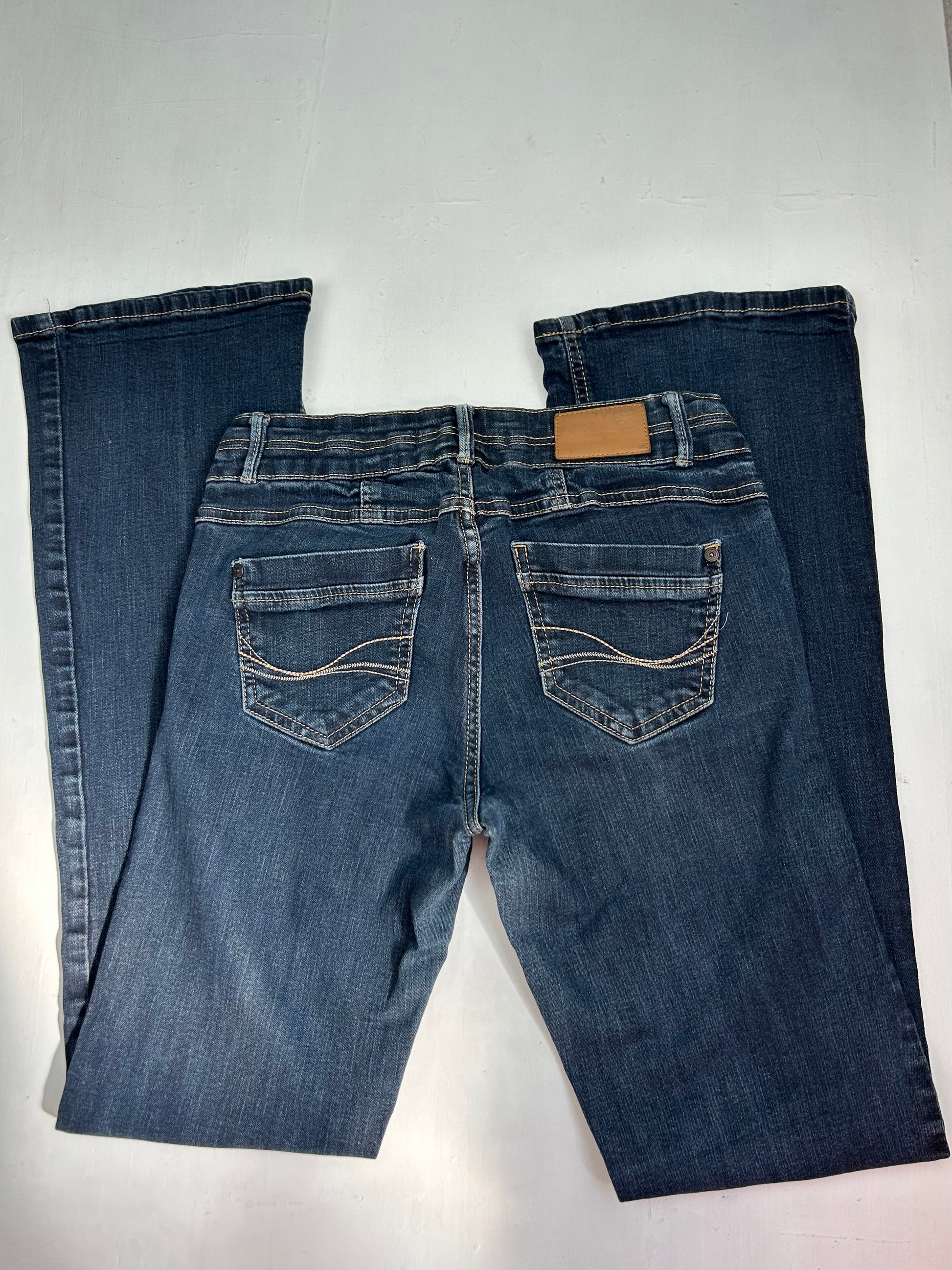 Navy low waist denim flare pants (XS)