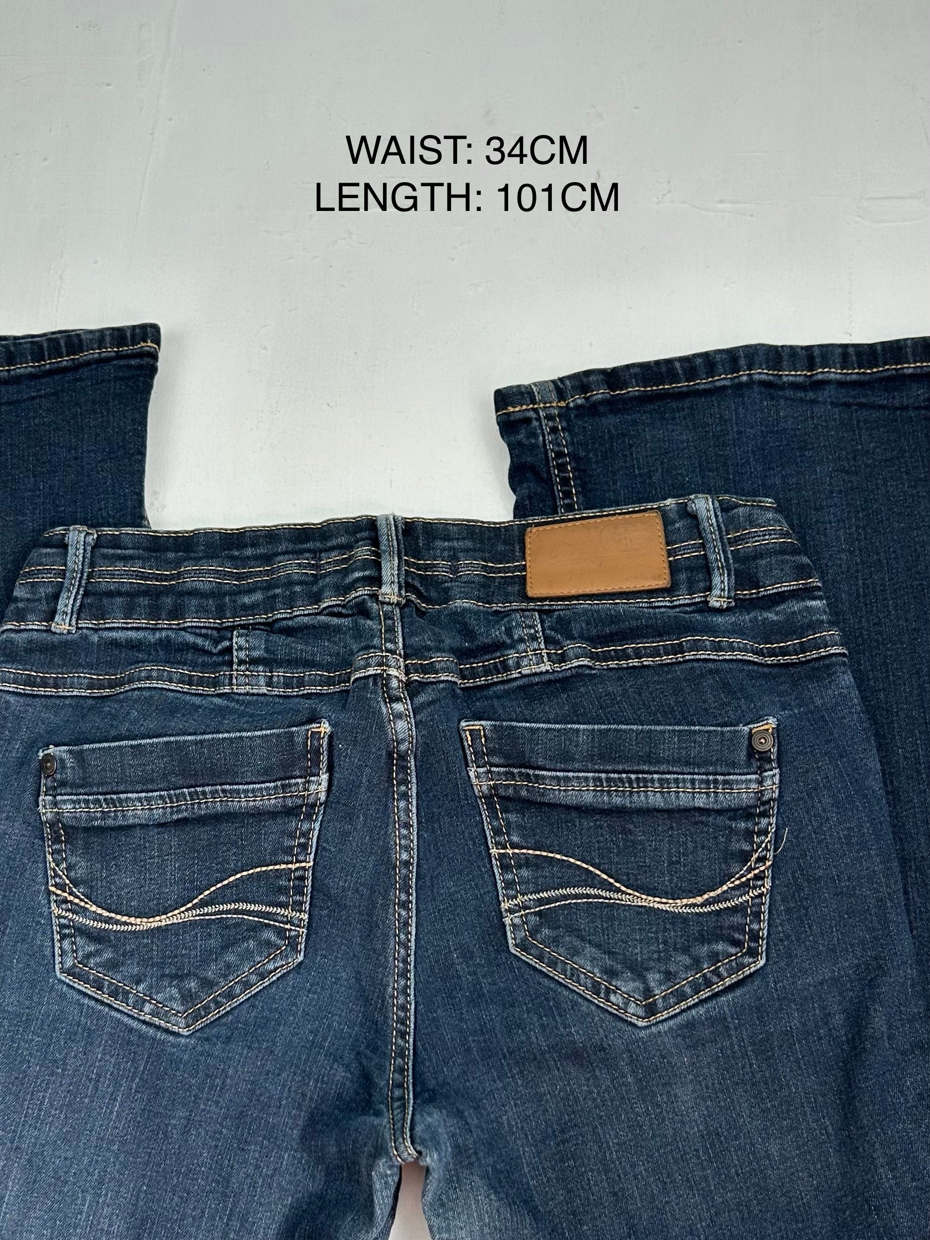 Navy low waist denim flare pants (XS)